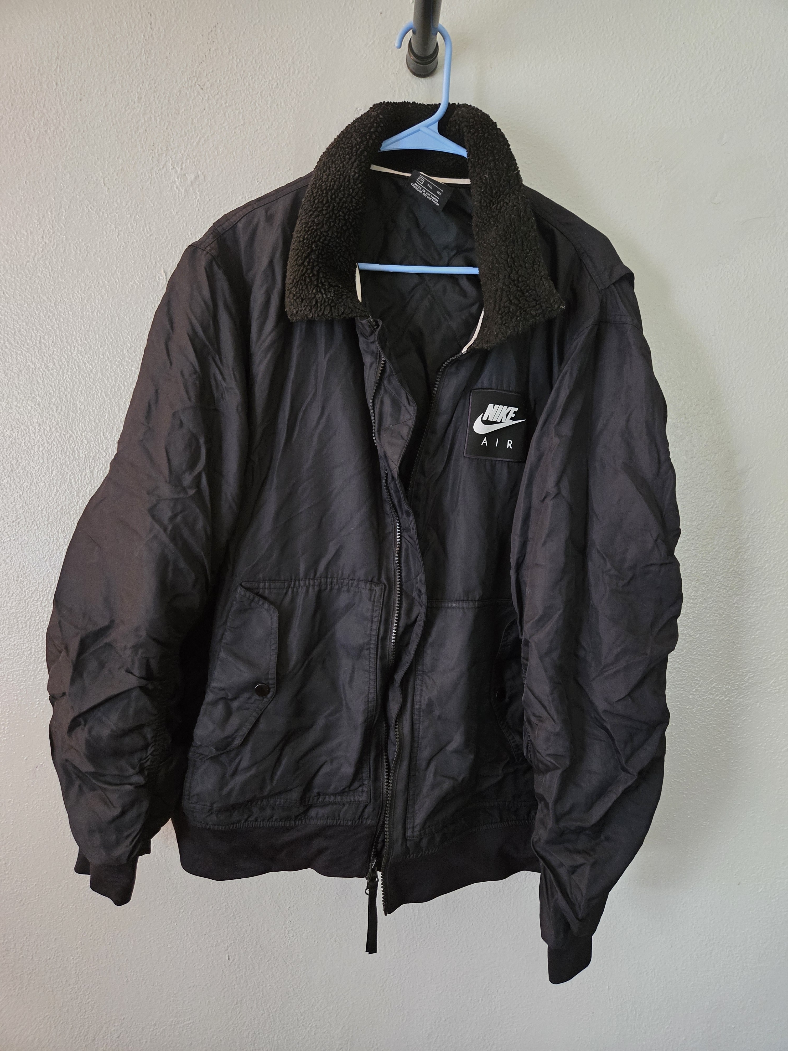 Nike Air Men's Black Bomber Jacket With Sherpa Collar